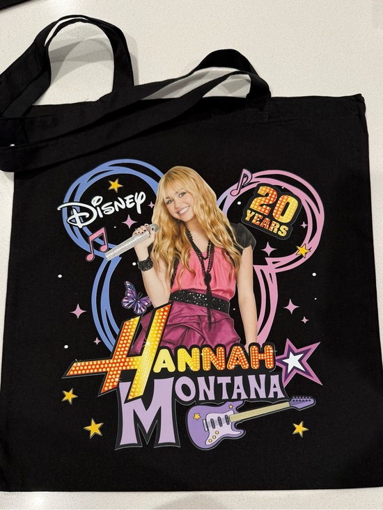 Handbags - Disney Hannah Montana Black Tote with Pink and Purple Graphic
